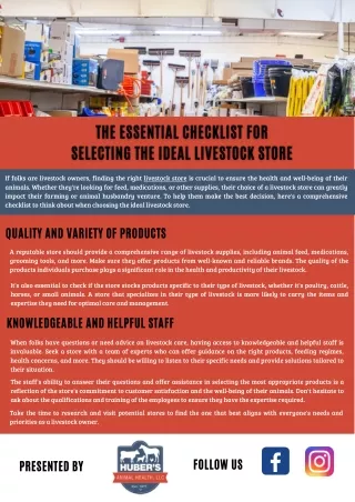 Checklist For Selecting The Ideal Livestock Store