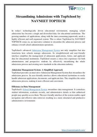 streamlining admissions with topschool by navneet