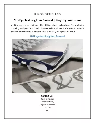 Nhs Eye Test Leighton Buzzard | Kings-eyecare.co.uk