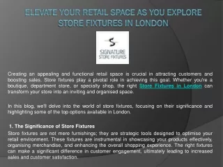Elevate Your Retail Space as You Explore Store Fixtures in London