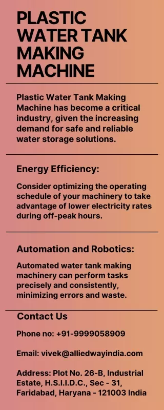 Plastic Water Tank Making Machine - Allied Way India