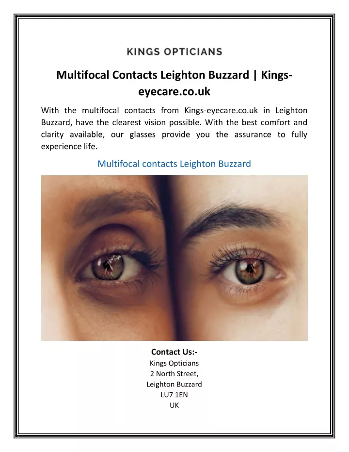 multifocal contacts leighton buzzard kings