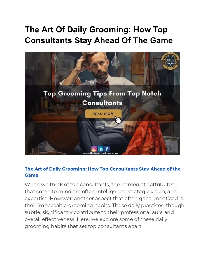 the art of daily grooming how top consultants