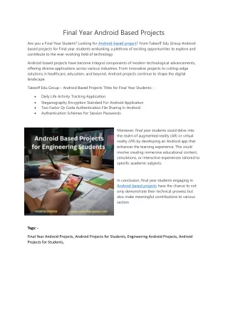Final Year Android Based Projects