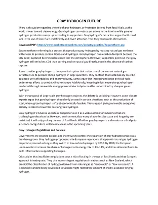 The Role and Regulation of Gray Hydrogen in the Clean Energy Transition