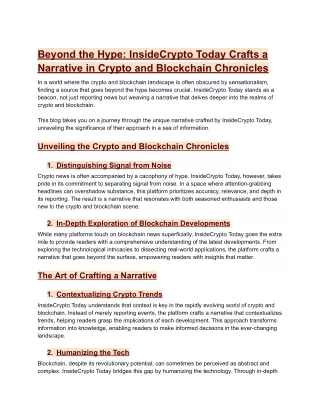 Beyond the Hype_ InsideCrypto Today Crafts a Narrative in Crypto and Blockchain Chronicles