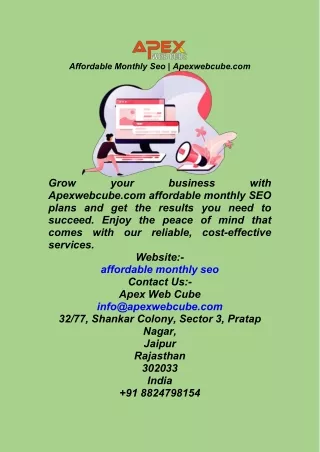 affordable monthly seo apexwebcube com