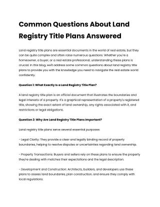 Common Questions About Land Registry Title Plans Answered