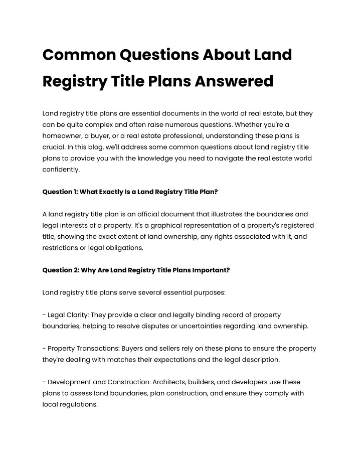 common questions about land registry title plans