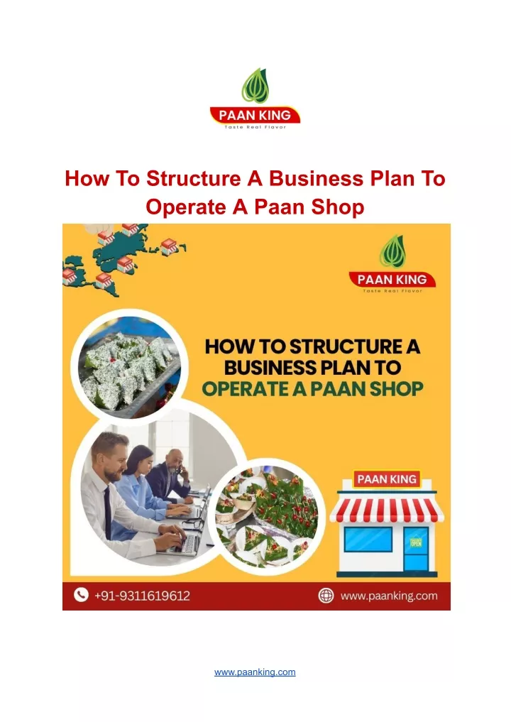 how to structure a business plan to operate