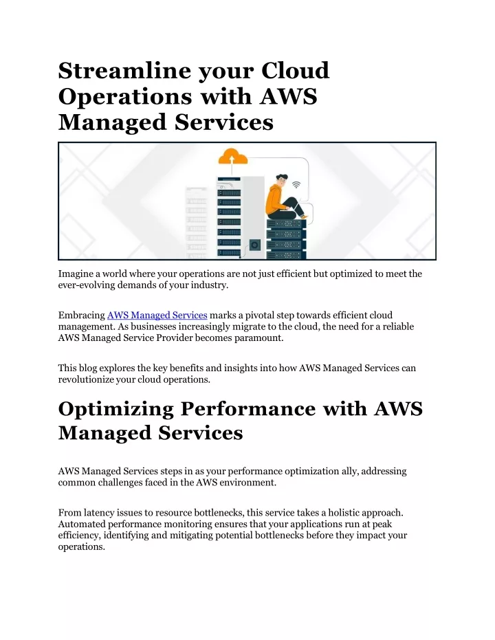 streamline your cloud operations with aws managed services