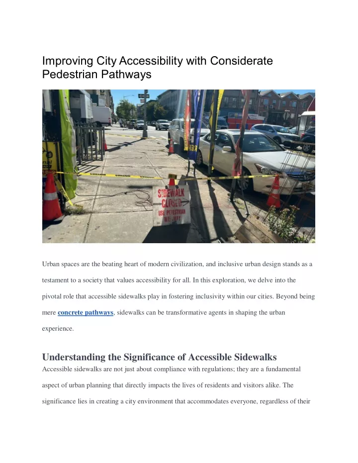 improving city accessibility with considerate