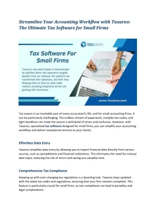 Streamline Your Accounting Workflow with Taxaroo - The Ultimate Tax Software for Small Firms