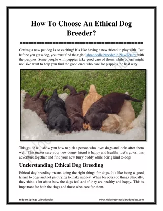 How To Choose An Ethical Dog Breeder