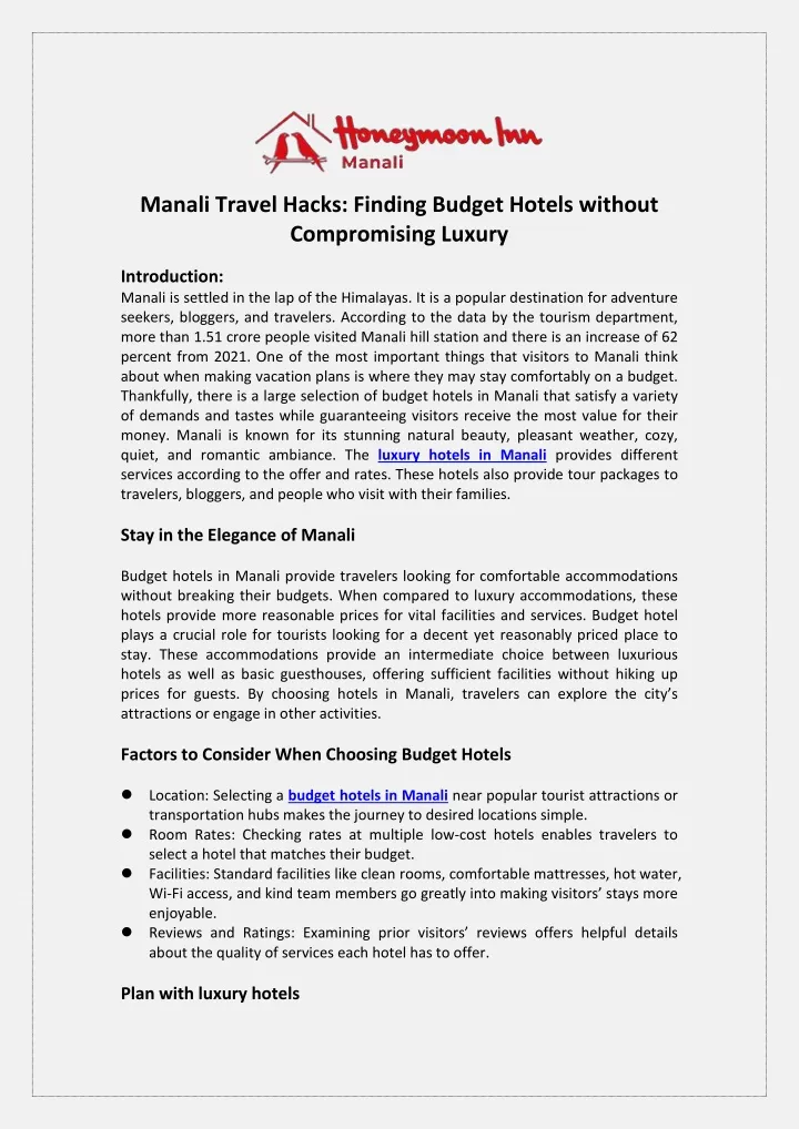 manali travel hacks finding budget hotels without