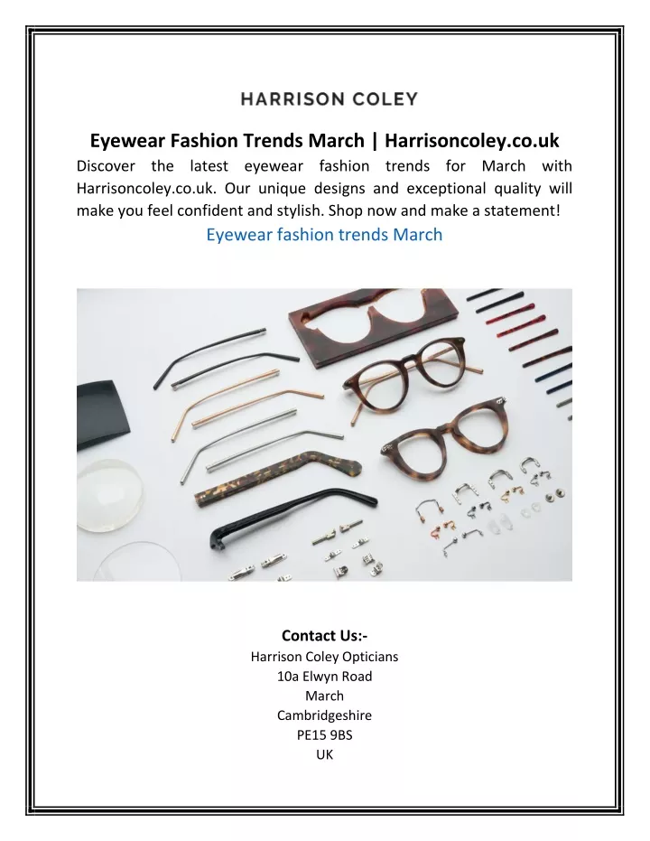 eyewear fashion trends march harrisoncoley