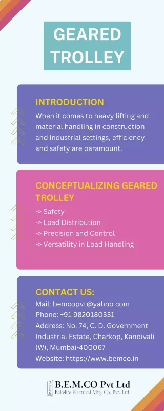 Primary Details About Geared Trolley - BEMCO