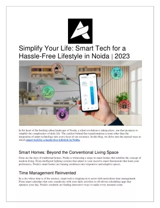 Simplify Your Life: Smart Tech for a Hassle-Free Lifestyle in Noida | 2023