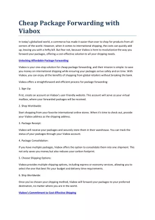 cheap package forwarding with viabox