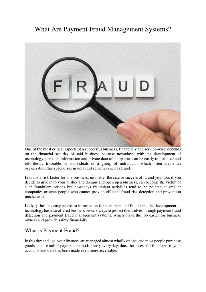 what are payment fraud management systems