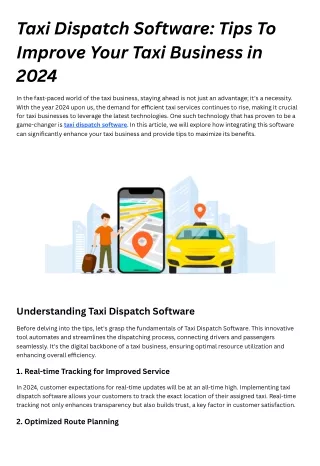 Taxi Dispatch Software: Tips To Improve Your Taxi Business in 2024