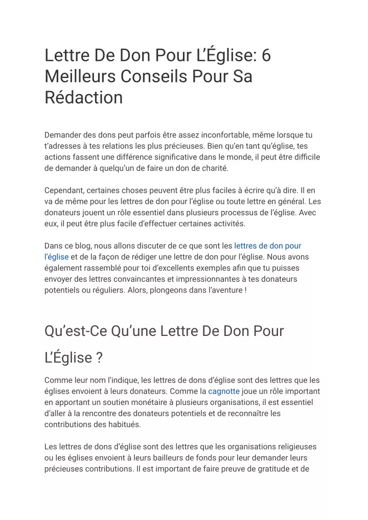 lettre de don pour l glise 6 meilleurs conseils