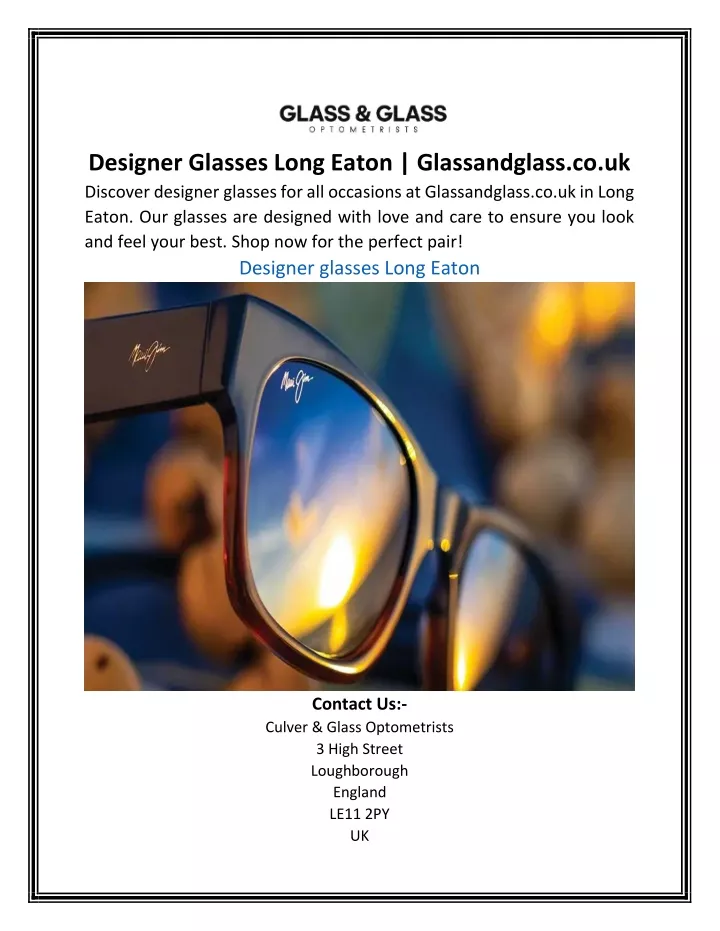 designer glasses long eaton glassandglass