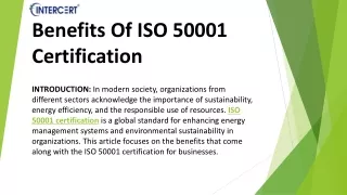 Benefits Of ISO 50001 Certification