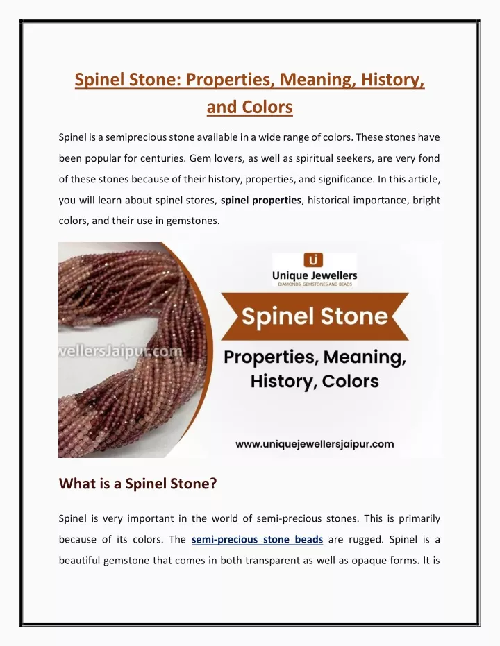 spinel stone properties meaning history and colors