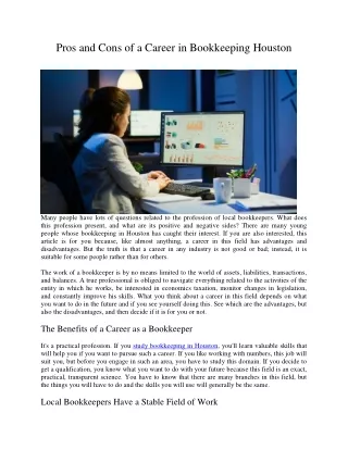 pros and cons of a career in bookkeeping houston
