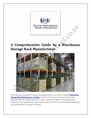 A Comprehensive Guide by a Warehouse Storage Rack Manufacturer
