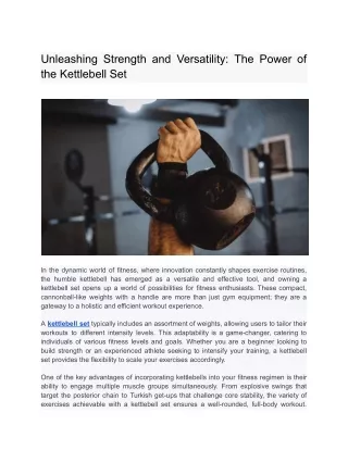 Unleashing Strength and Versatility: The Power of the Kettlebell Set
