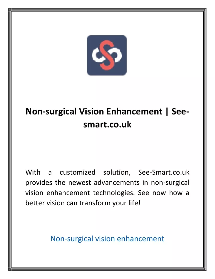 non surgical vision enhancement see smart co uk
