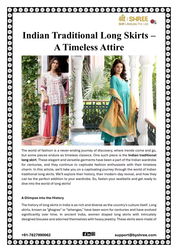 indian traditional long skirts a timeless attire