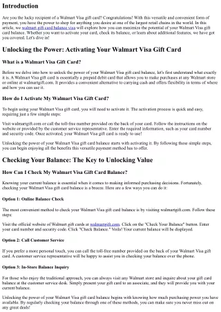 Unlocking the Power of Your Walmart Visa Gift Card Balance