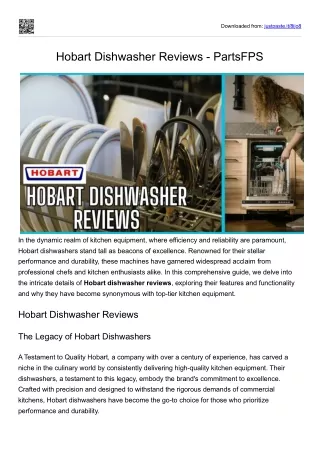 Hobart Dishwasher Reviews - PartsFPS