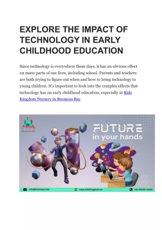 Explore The Impact Of Technology In Early Childhood Education | Kids Kingdom