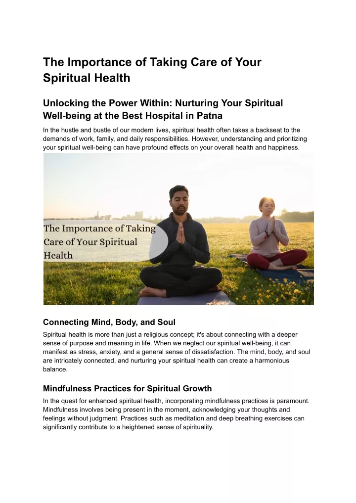 the importance of taking care of your spiritual