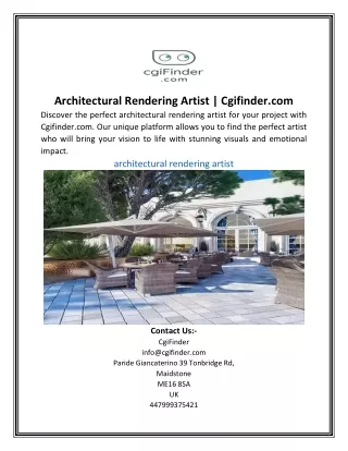 Architectural Rendering Artist | Cgifinder.com