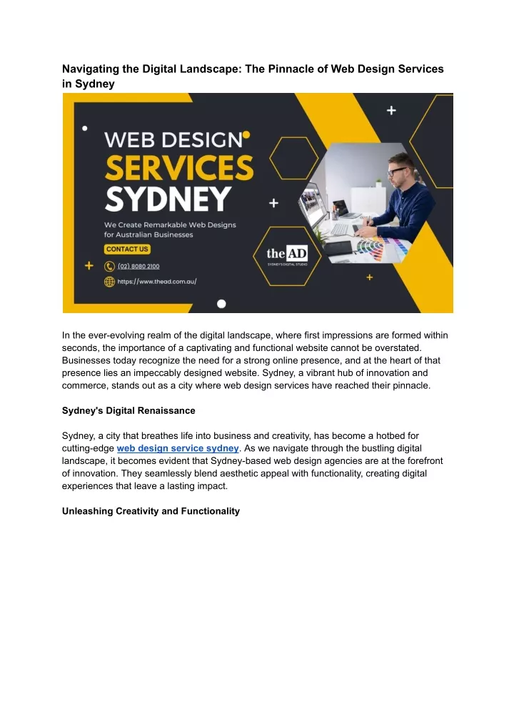 PPT - Navigating the Digital Landscape_ The Pinnacle of Web Design Services in Sydney PowerPoint 