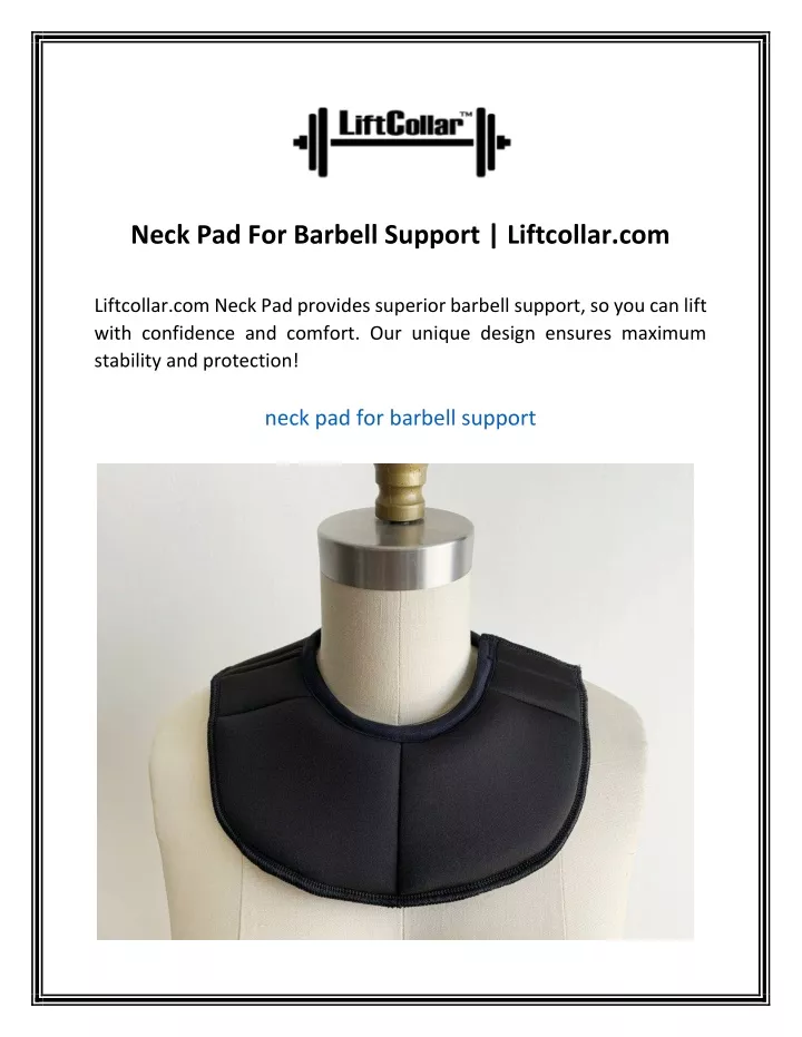 neck pad for barbell support liftcollar