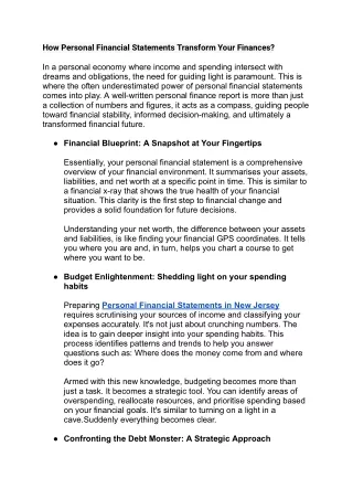 how personal financial statements transform your