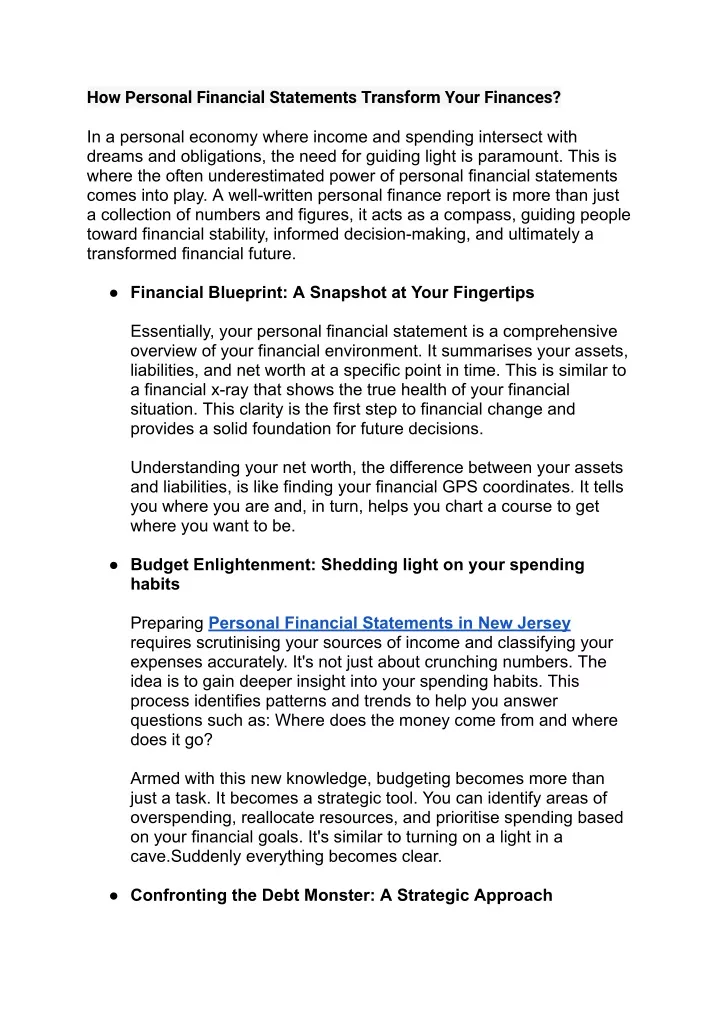 how personal financial statements transform your