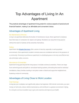 Top Advantages of Living In An Apartment