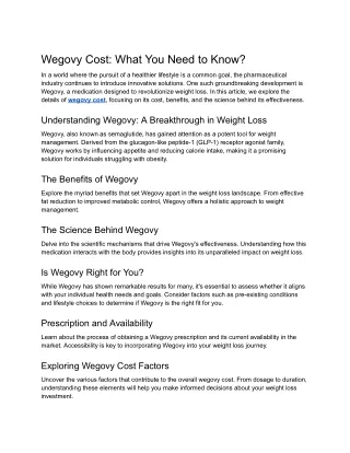 Wegovy Cost: What You Need to Know?