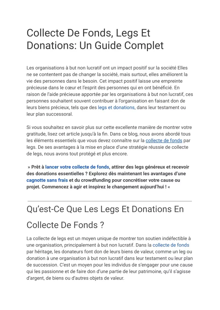 collecte de fonds legs et donations un guide