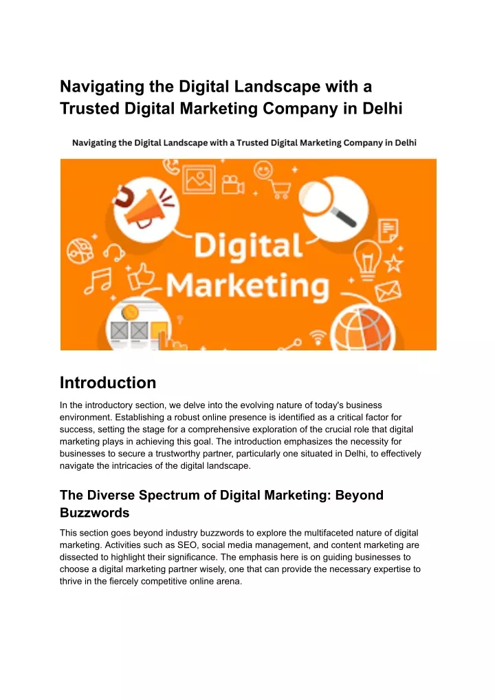 PPT - Navigating the Digital Landscape with a Trusted Digital Marketing Company in Delhi 