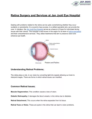 Retina Surgery and Services at Jan Jyoti Eye Hospital