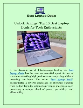Unlock Savings Top 10 Best Laptop Deals for Tech Enthusiasts