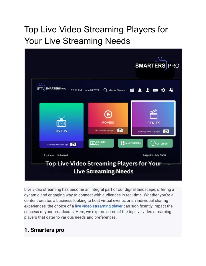 top live video streaming players for your live